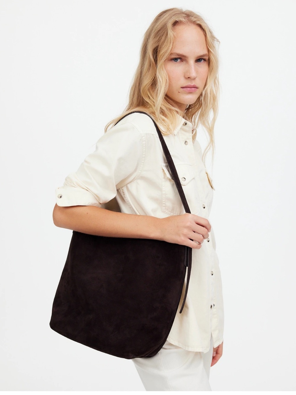 NEW Madewell The Essential Bucket Tote in Dark Carob Brown Suede NM988 $198 - Picture 2 of 13